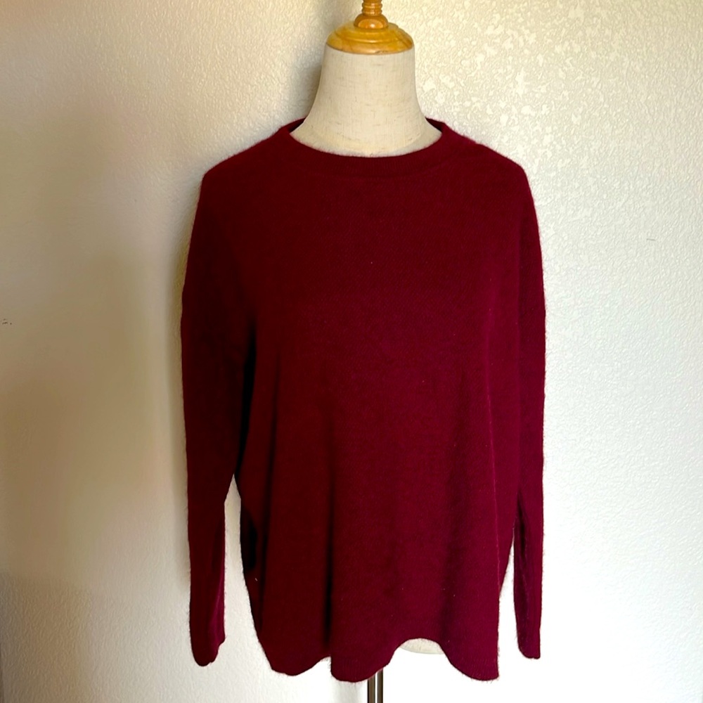 Absolutely Rich Scarlet possum fur, merino wool and silk blend sweater large